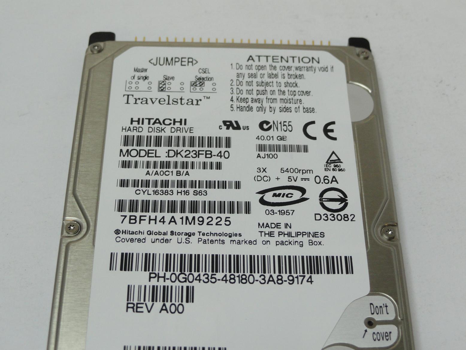 PR04422_DK23FB-40_Hitachi,  40GB ATA-5 2.5" 9.5mm 5400RPM ... - Image2