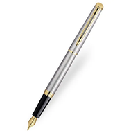 Waterman Paris Hemisphere Stainless Steel Gold Trim F Nib Fountain Pen NEW