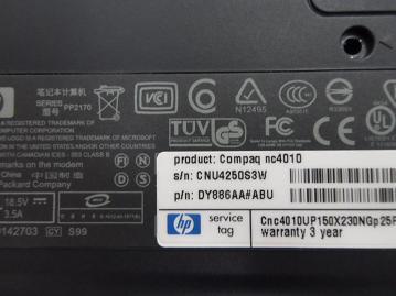nc4010 - HP Compaq nc4010 256Mb Ram 1.5Ghz No HDD Laptop - Black & Silver - With PSU - USED