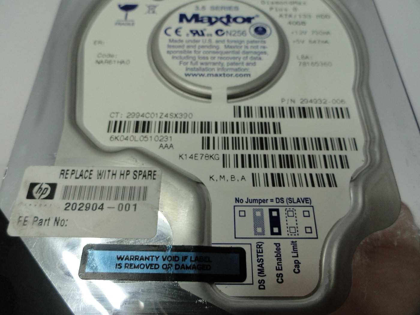 6K040L0 - Maxtor Compaq 40Gb IDE 7200rpm 3.5in HDD - USED