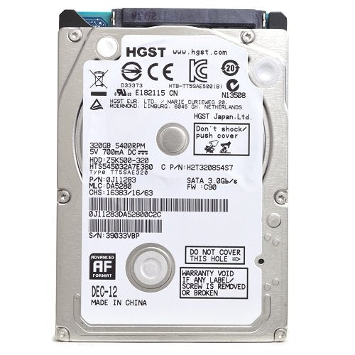 HGST Hitachi 320GB SATA 5400rpm 2.5in HDD ( 0J11283 HTS545032A7E380 Z5K500-320 H2T320854S7 ) USED