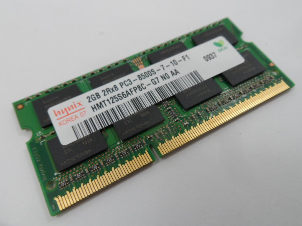 HMT125S6AFP8C-G7 - Hynix 2GB 204p PC3-8500 CL7 16c 128x8 DDR3-1066 2Rx8 1.5V SODIMM - Refurbished