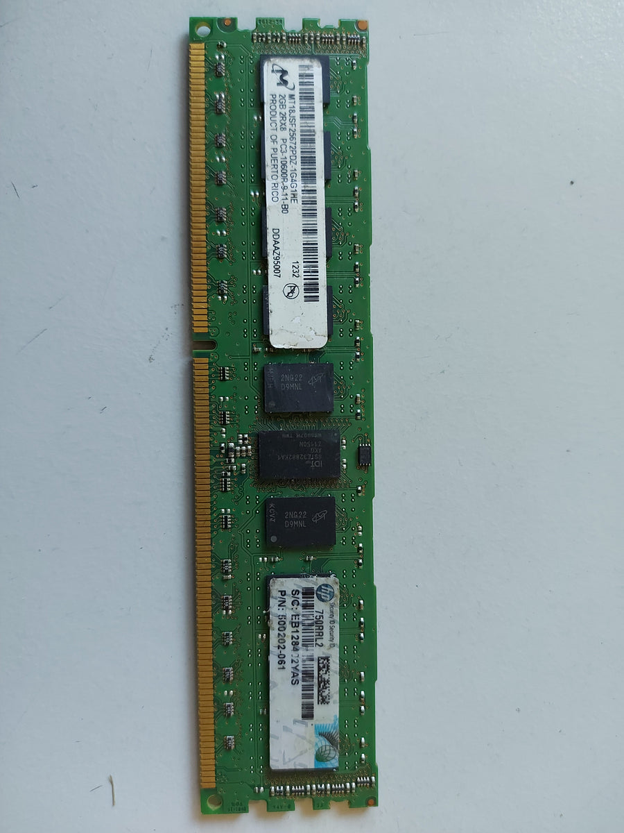Micron HP 2GB PC310600 DDR3 ECC CL9 240P DIMM MT18JSF25672PDZ-1G4G1HE 500202-061