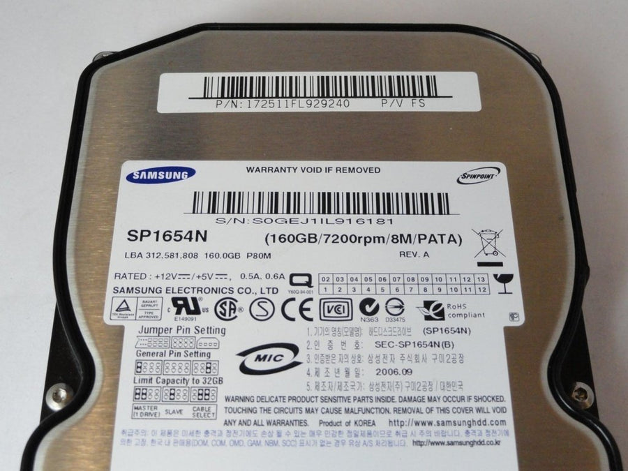 PR22380_SP1654N_Samsung 160Gb IDE 7200rpm 3.5in HDD - Image2
