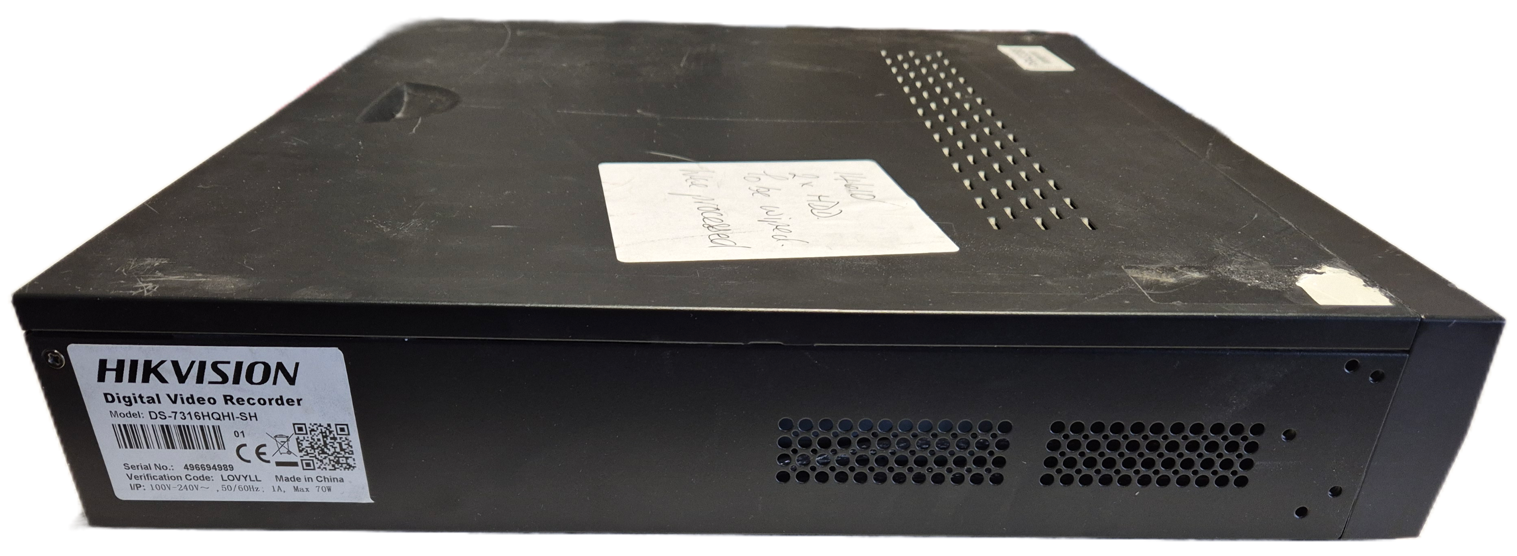 HIKVision 16 Channel Turbo HD DVR - 4TB HDD - admin password reset to 12345 ( DS-7316HQHI-SH ) USED