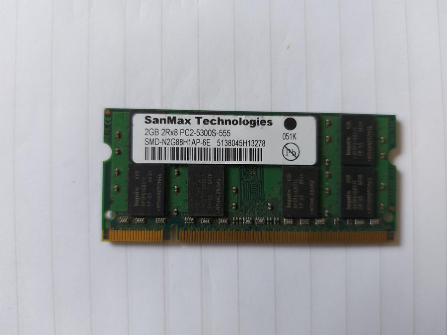 SanMax 2GB PC2-5300 200pin 667Mhz CL5 DDR2 SDRAM SODIMM Memory Module (SMD-N2G88H1AP-6E)