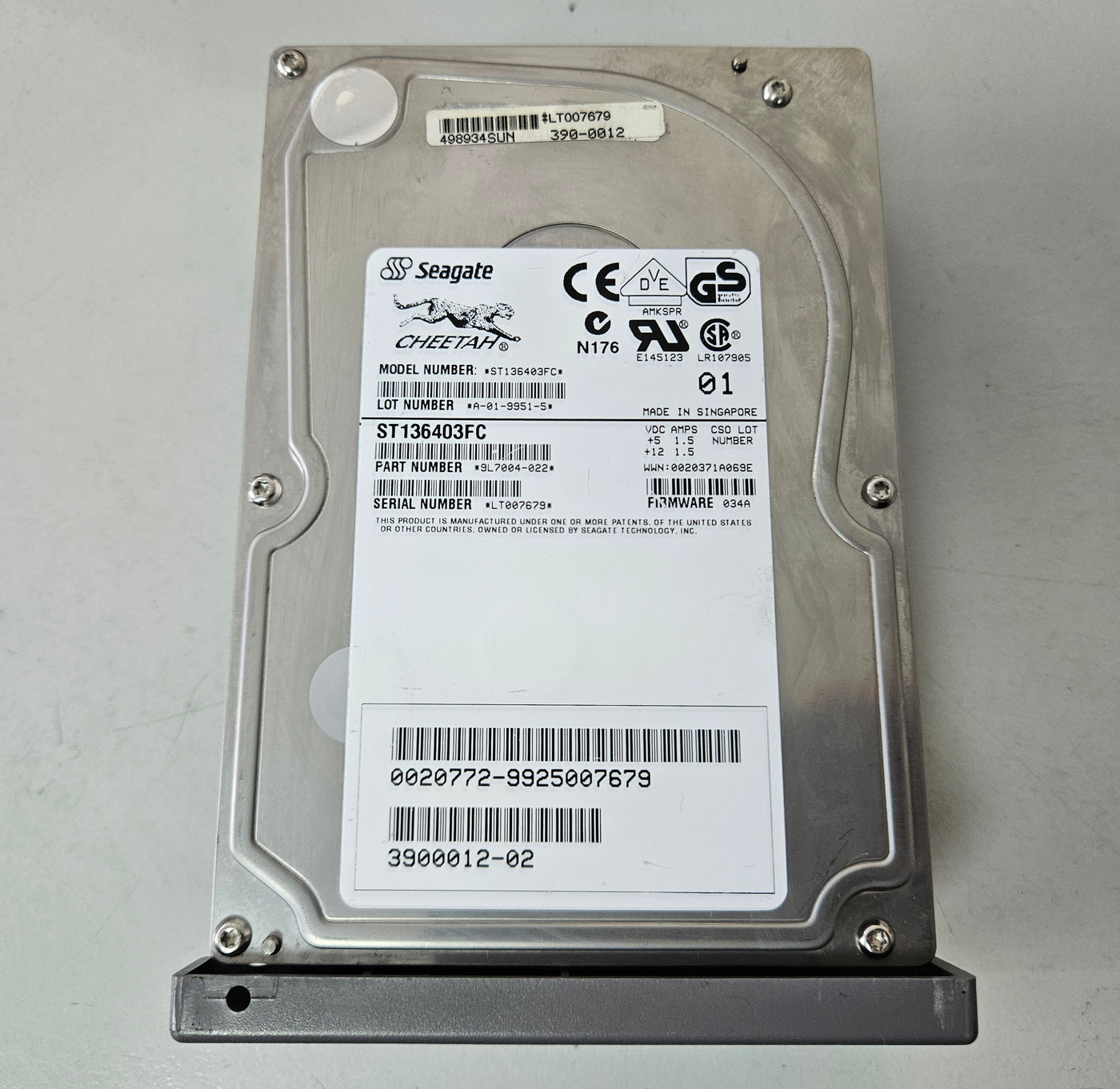 Seagate SUN 36Gb FC 10Krpm 3.5in HDD in CADDY ( 9L7004-022 ST136403FC 390-0012-02 5404192-01 ) USED