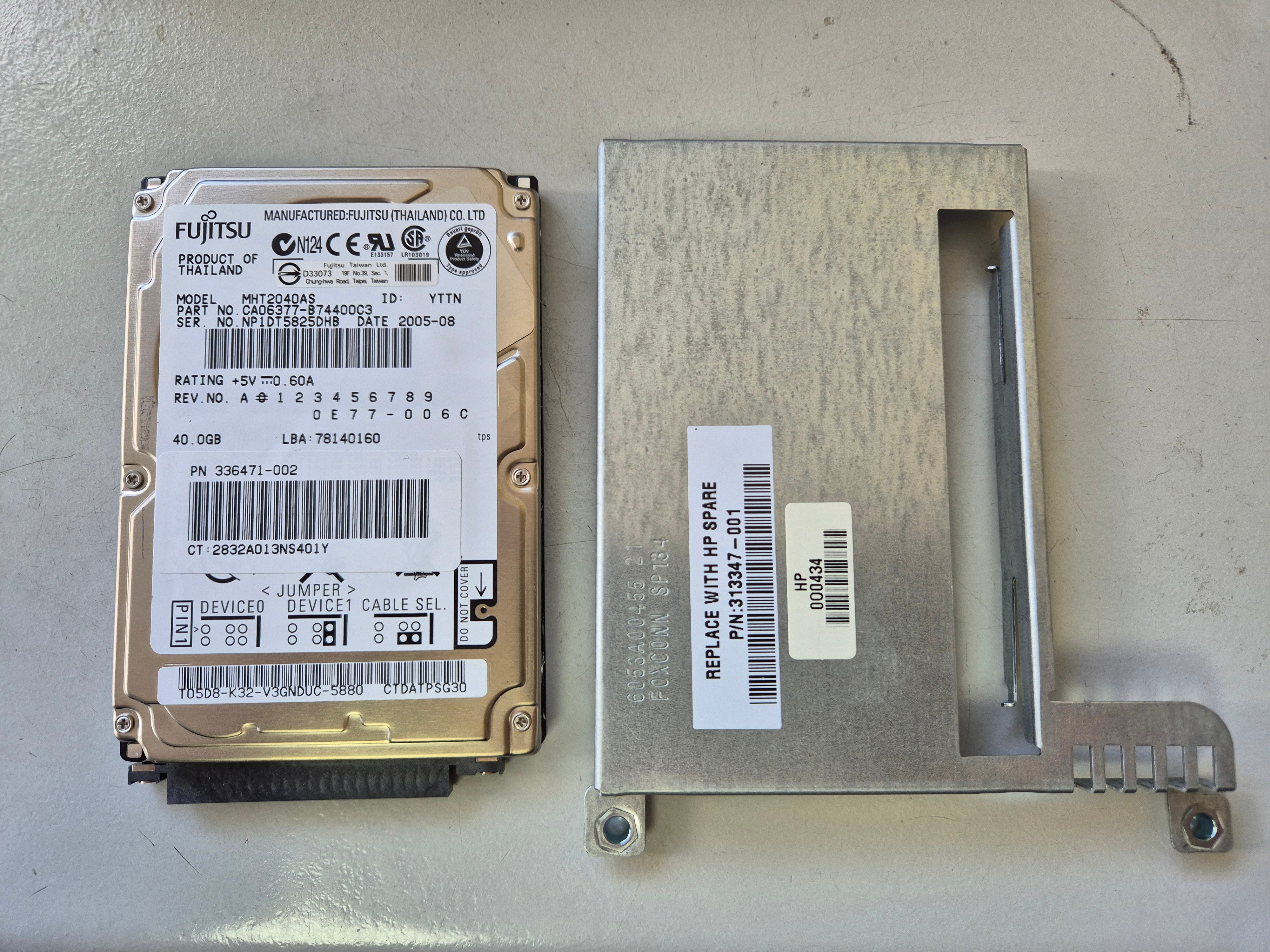 Fujitsu HP 40GB 5400RPM ATA-100 2.5in HDD W/ TRAY ( CA06377-B74400C3 MHT2040AS 336471-002 ) REF