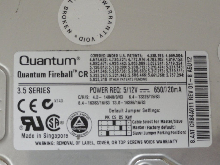 CR84A011 - Quantum Fireball 8.4GB IDE 5400rpm 3.5in HDD - Refurbished