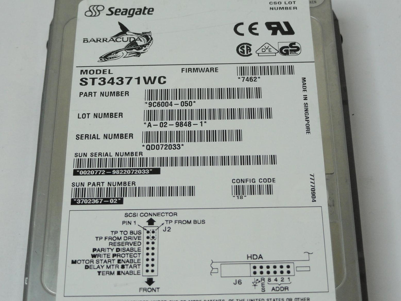 PR12919_9C6004-050_Seagate Sun 4.3GB SCSI 80 Pin 7200rpm 3.5in HDD - Image4