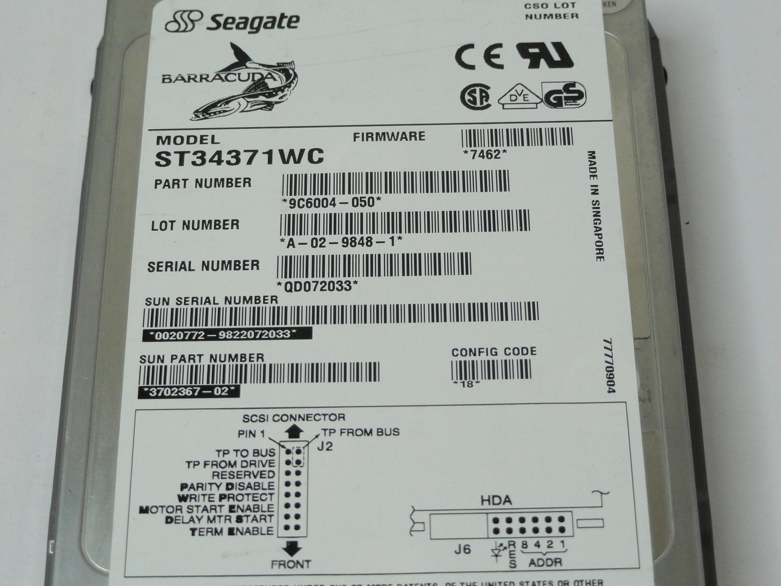 PR12919_9C6004-050_Seagate Sun 4.3GB SCSI 80 Pin 7200rpm 3.5in HDD - Image4