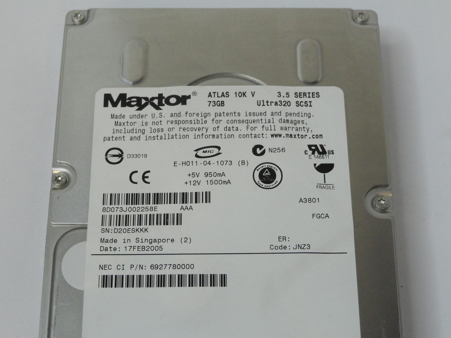 MC6726_8D073J0_MAXTOR 73GB SCSI 80pin HDD - 10K - Ultra320 - 3.5" - Image7
