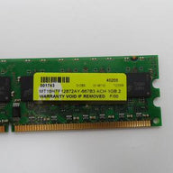 MT18HTF12872AY-667B3 - 1GB Micron MT18HTF12872AY-667B3 PC2-5300E 667MHz 240-P DDR2 ECC Server Memory - Refurbished