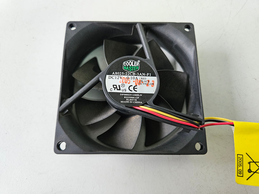 Cooler Master DC12V 0.10A 3Pin 3Wire Case Fan ( A8025-22CB-3AN-F1 DF0802512SELN E255988-CF ) USED