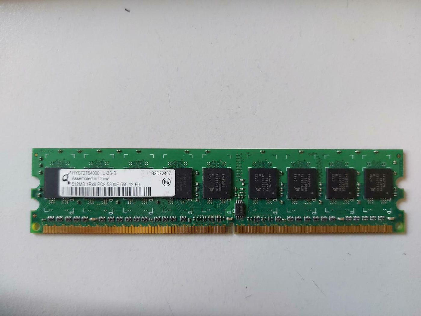 Qimonda Sun 512MB 1Rx8 PC2-5300E DIMM ( 370-1998-01 HYS72T64000HU-3S-B ) REF