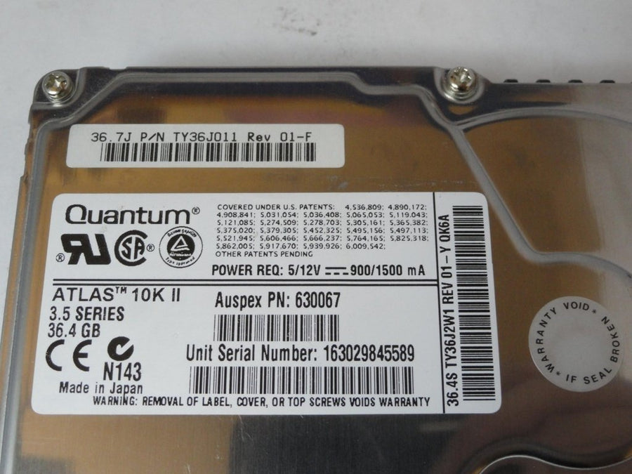 TY36J011 - Quantum Auspex 36.4GB SCSI 80 Pin 10Krpm 3.5in HDD - USED