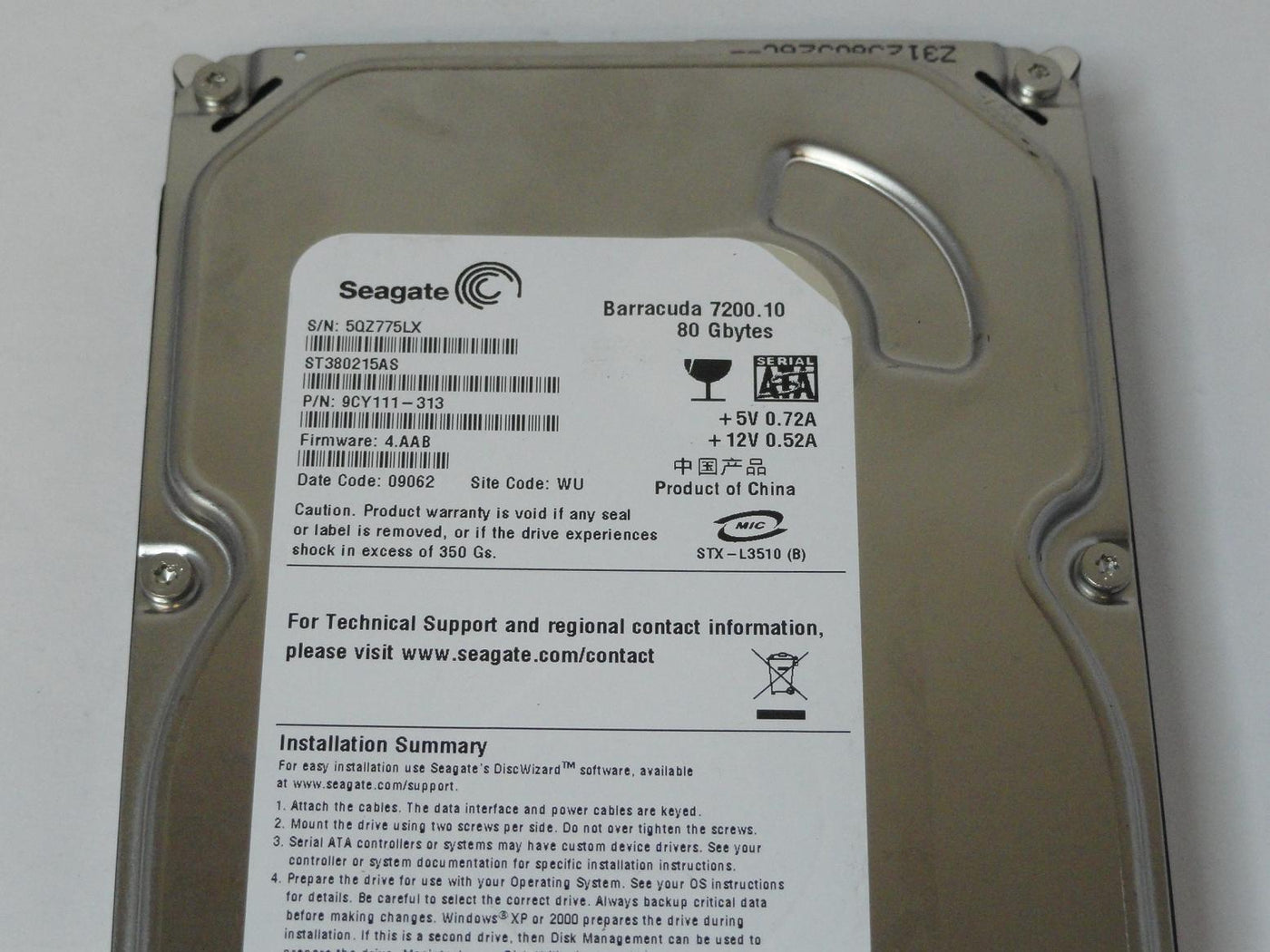 PR12898_9CY111-313_Seagate 80GB SATA 7200rpm 3.5in HDD - Image3