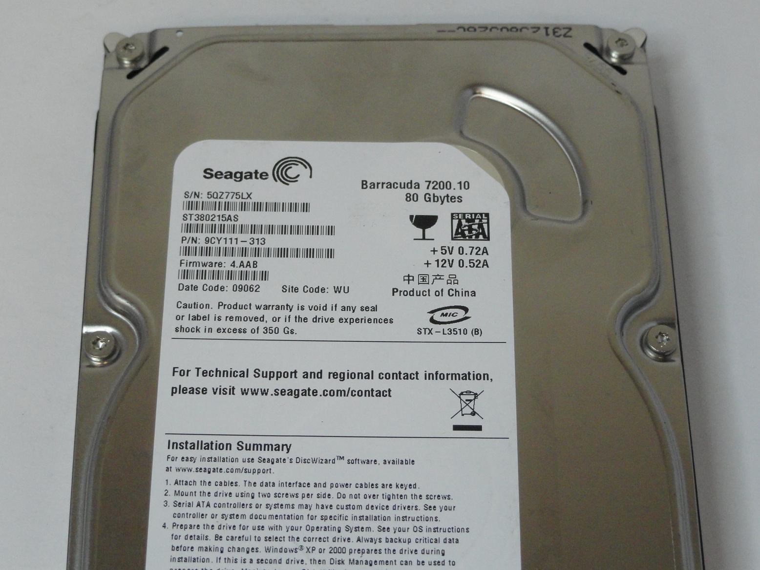 PR12898_9CY111-313_Seagate 80GB SATA 7200rpm 3.5in HDD - Image3