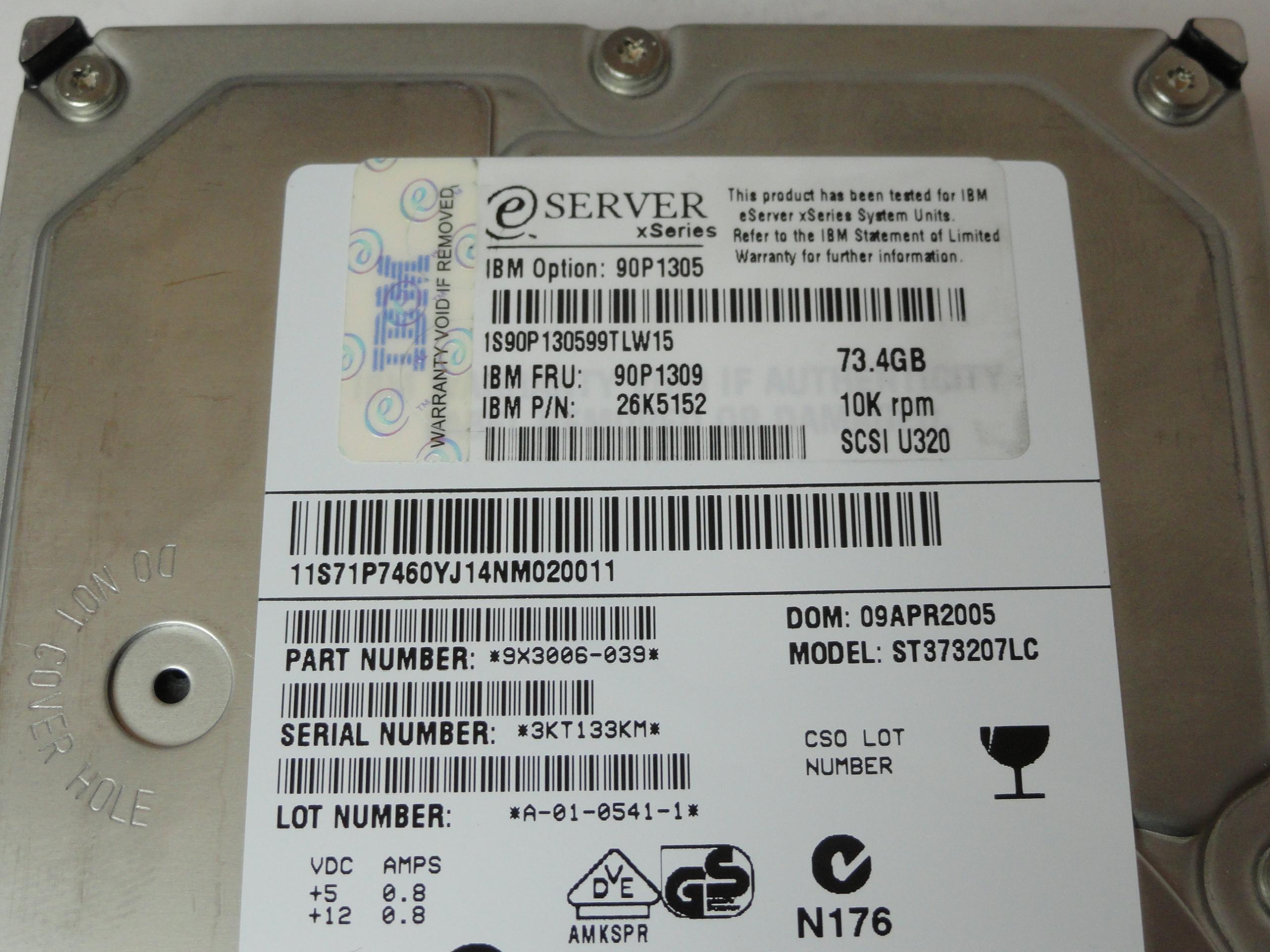 PR21431_9X3006-039_Seagate IBM 73.4Gb SCSI 80 Pin 10Krpm 3.5in HDD - Image2