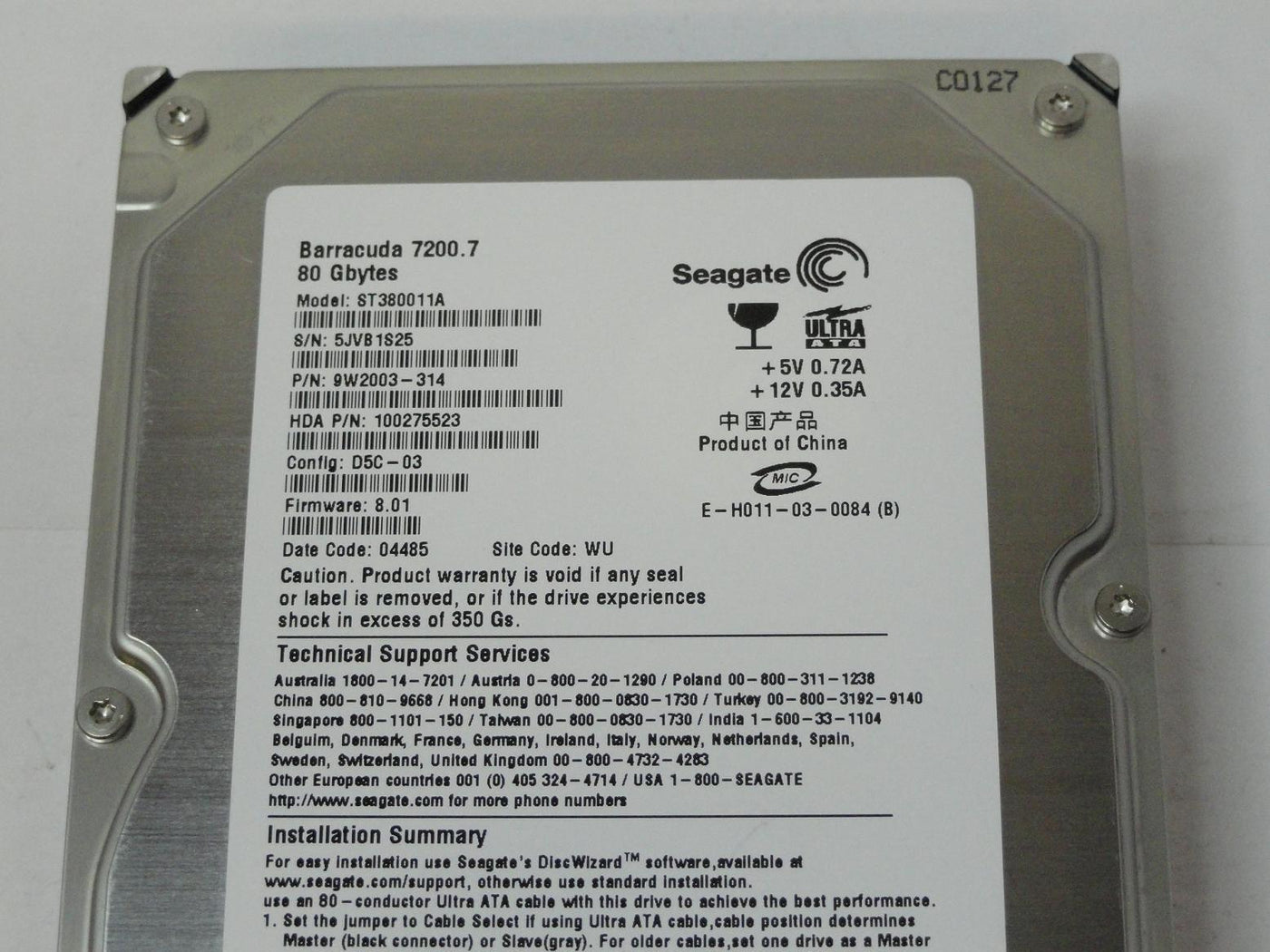 PR10656_9W2003-314_Seagate 80GB IDE 7200rpm 3.5in HDD - Image3