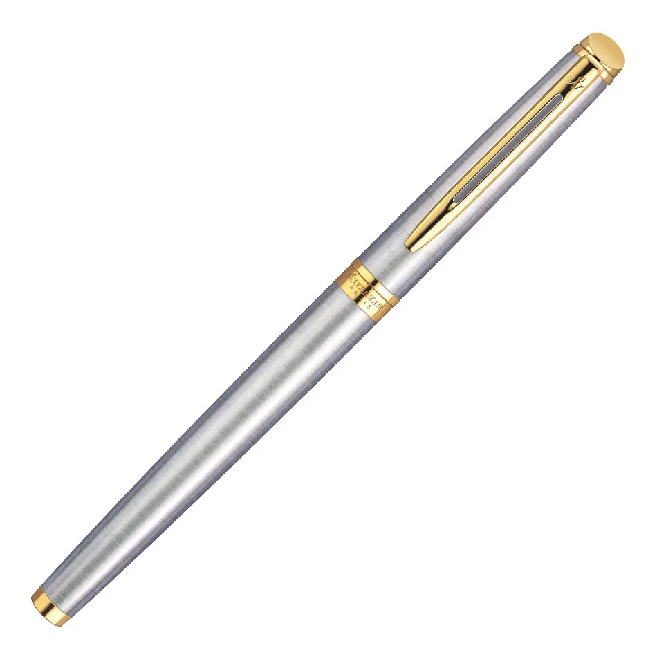 Waterman Paris Hemisphere Stainless Steel Gold Trim F Nib Fountain Pen NEW