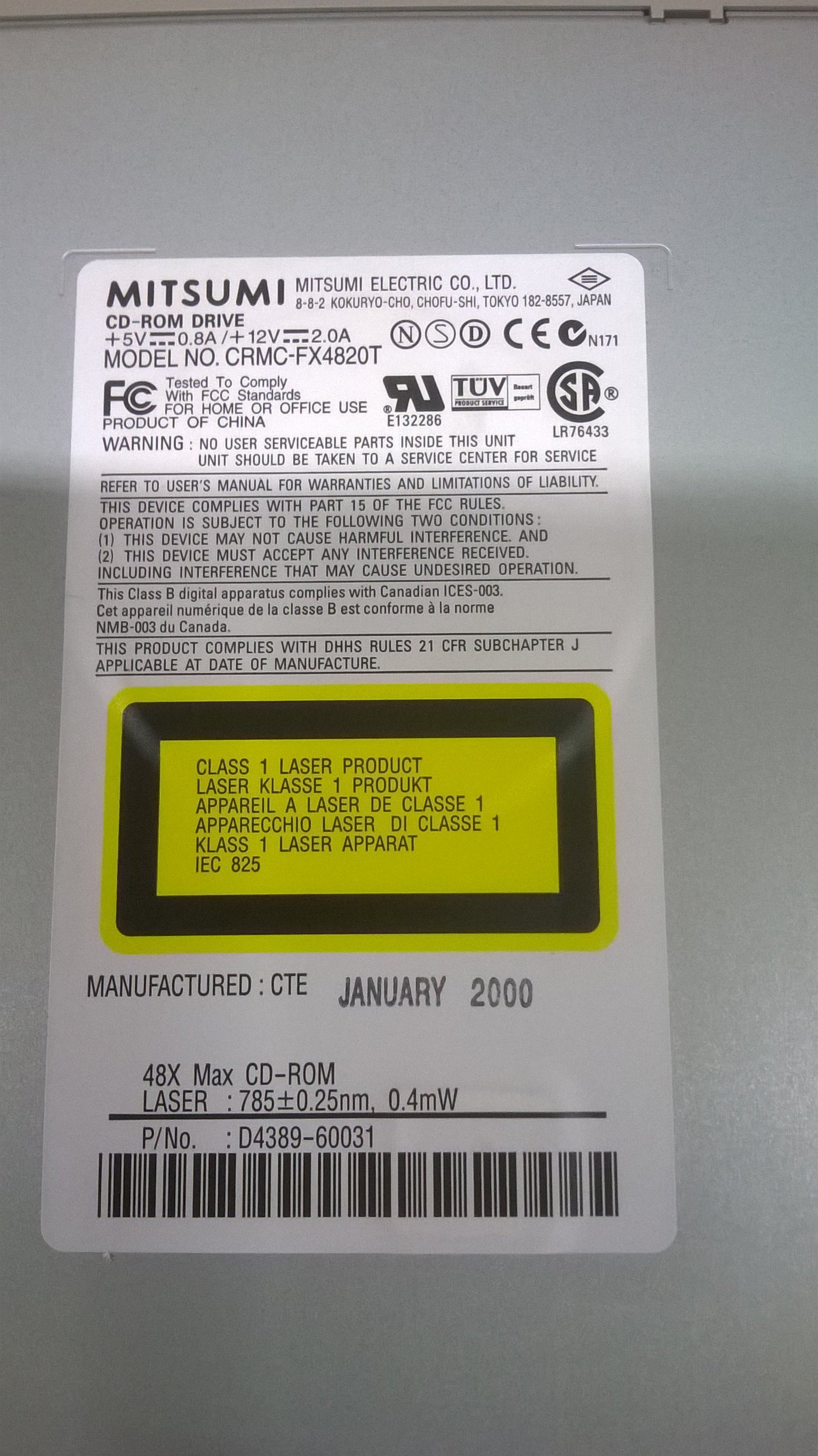 Mitsumi CRMC-FX4820T Internal 48x CD-ROM IDE Drive ( D4389-60031 CRMC-FX4820T    Mitsumi )
