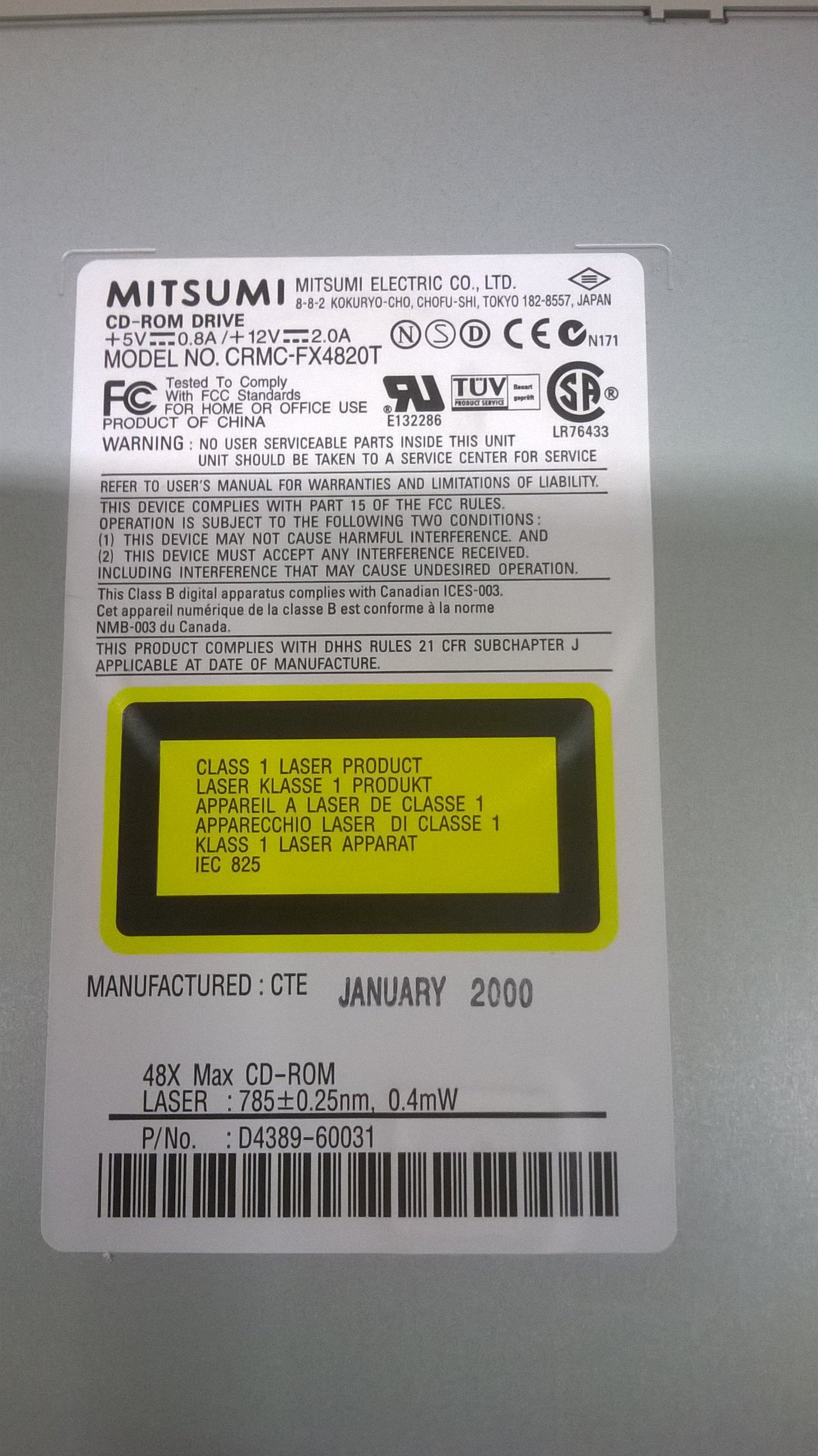 Mitsumi CRMC-FX4820T Internal 48x CD-ROM IDE Drive ( D4389-60031 CRMC-FX4820T    Mitsumi )