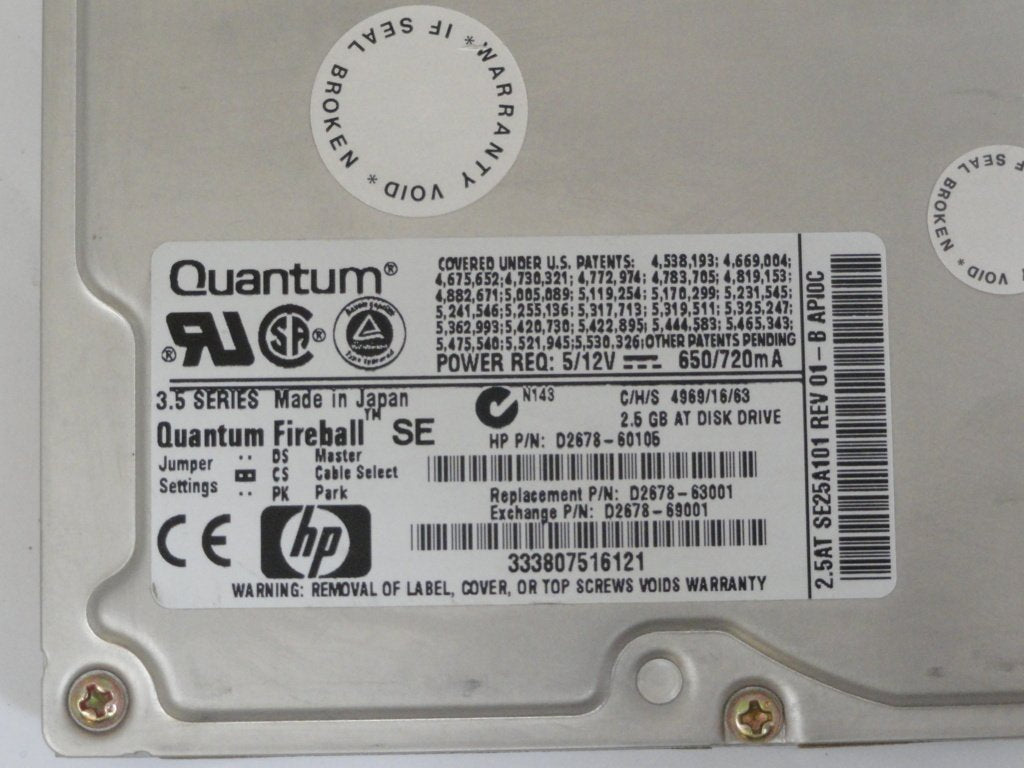 PR12165_SE25A101_Quantum HP 3.2GB IDE 5400rpm 3.5in HDD - Image2