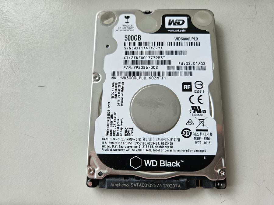 Western Digital HP Black 500GB 7200RPM SATA 2.5" HDD ( WD5000LPLX-60ZNTT1 792086-002 ) REF
