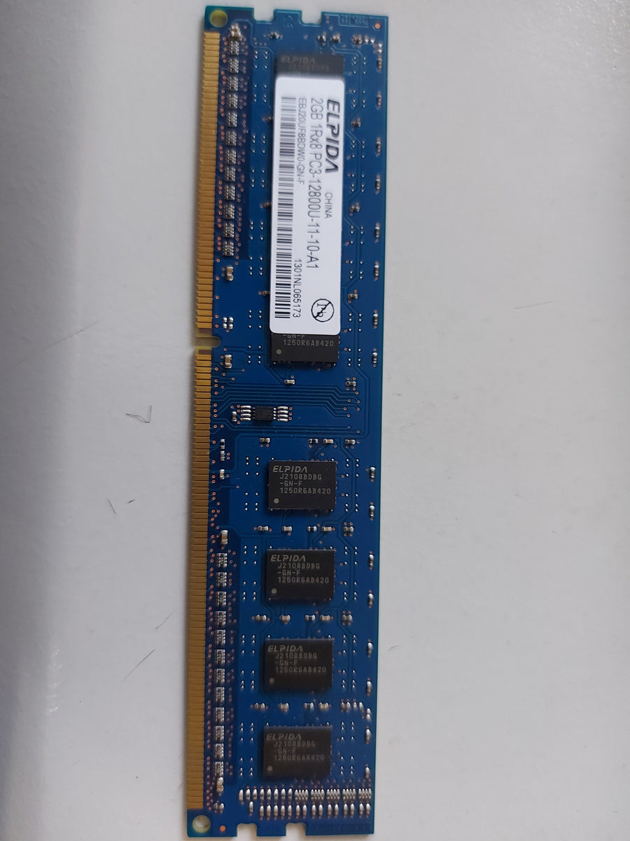 Elpida / HP 2GB PC3-12800 DDR3 nonECC CL11 DIMM EBJ20UF8BDW0-GN-F 655409-150