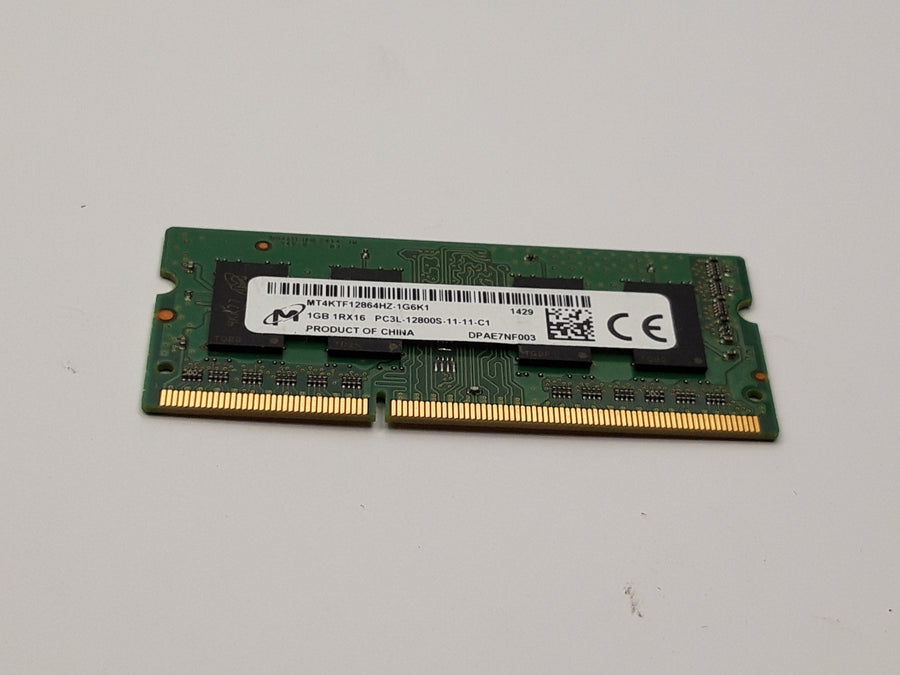 Micron 1GB 1Rx16 PC3L-12800s DDR3 SODIMM (MT4KTF12864HZ-1G6K1 REF)