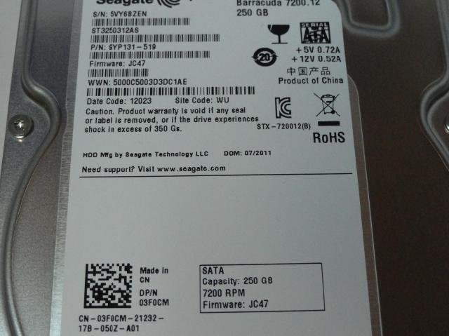 PR22370_9YP131-519_Seagate Dell 250Gb SATA 7200rpm 3.5in HDD - Image3