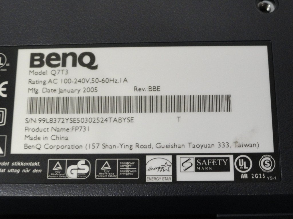 FP731 - BenQ 17"W TFT Silver Monitor - USED