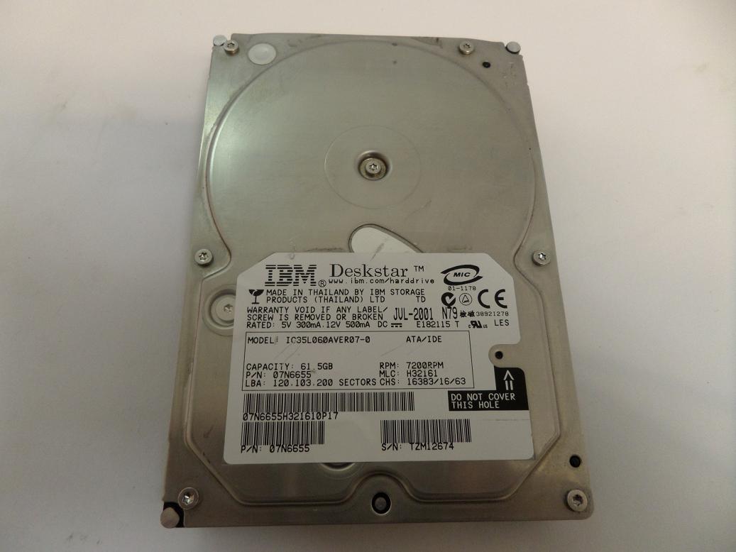 07N6655 - IBM 61.4Gb IDE 7200rpm 3.5in HDD - USED