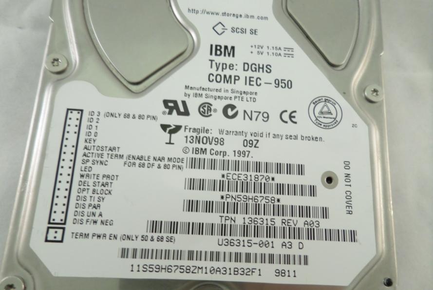 MC1731_59H6816_IBM 9.1GB SCSI 68 PIN 7200rpm 3.5" HDD - Image2
