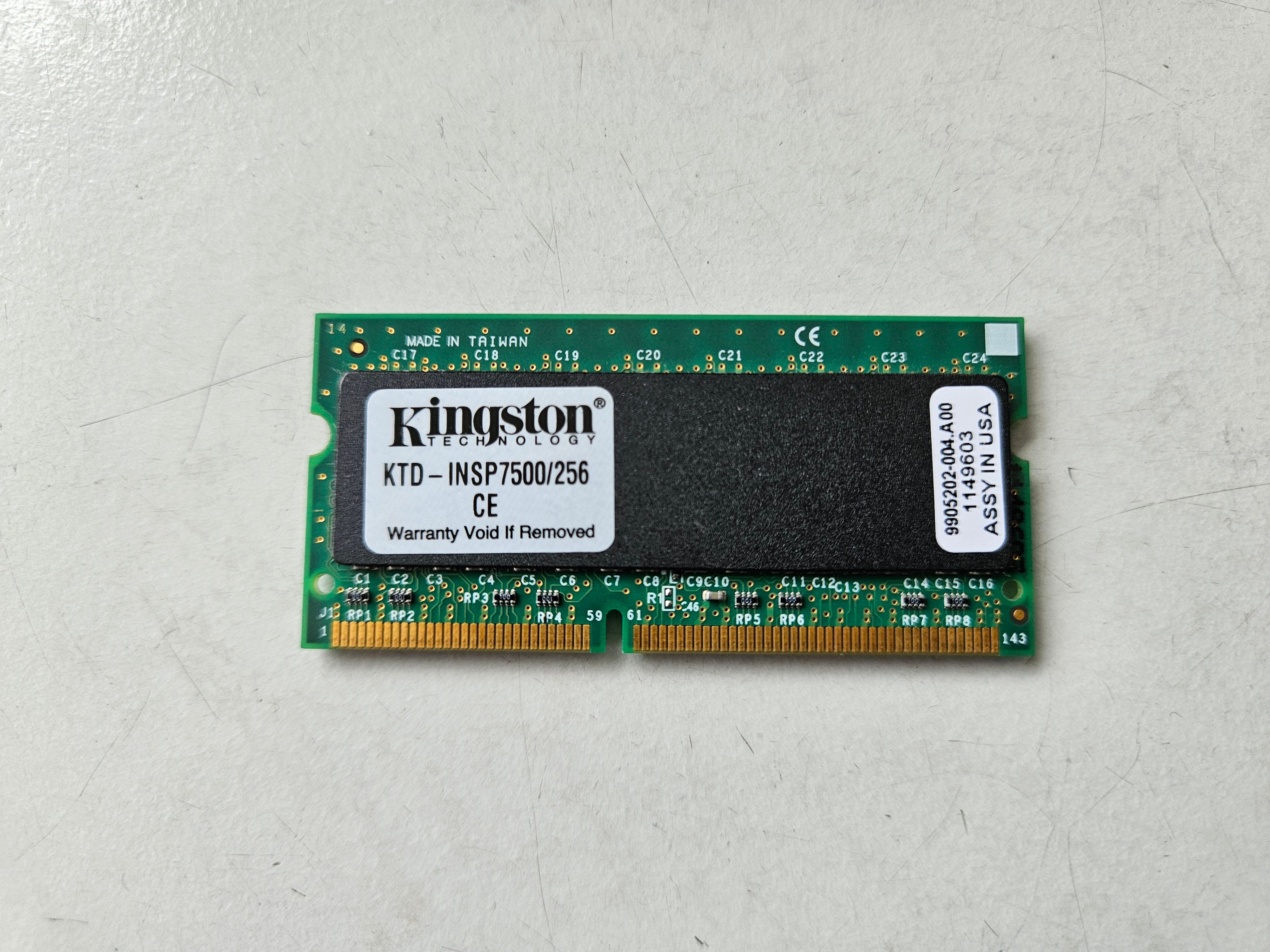 Kingston 256MB PC100 100MHz non-ECC Unbuffered CL2 144-Pin SoDimm ( KTD-INSP7500/256 9905202-004.A00 ) REF