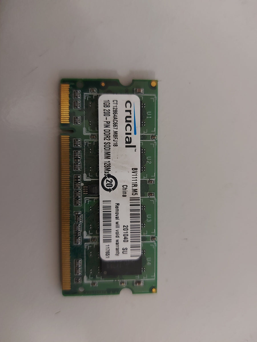 Crucial 1GB 200pin PC2-5300 DDR2 SDRAM SODIMM Memory Module CT12864AC667.M8FJ18