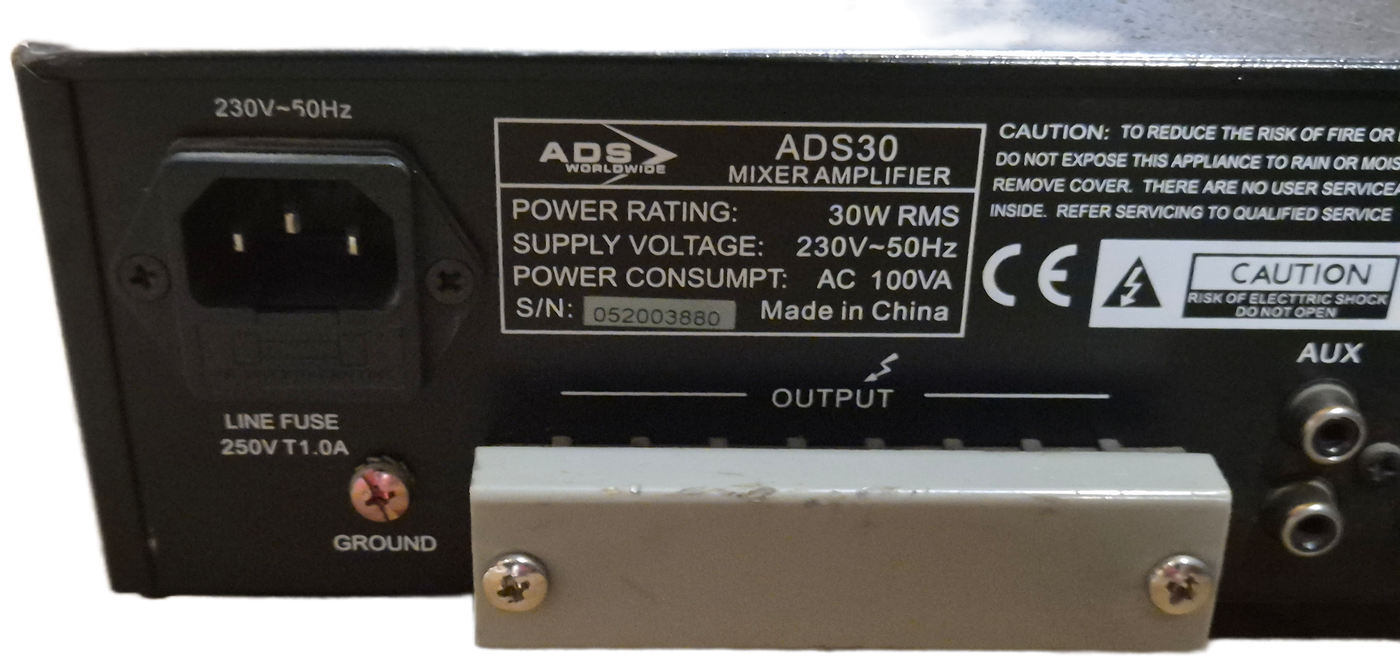 ADS Worldwide 30W Mixer Amplifier ( ADS30 ) USED
