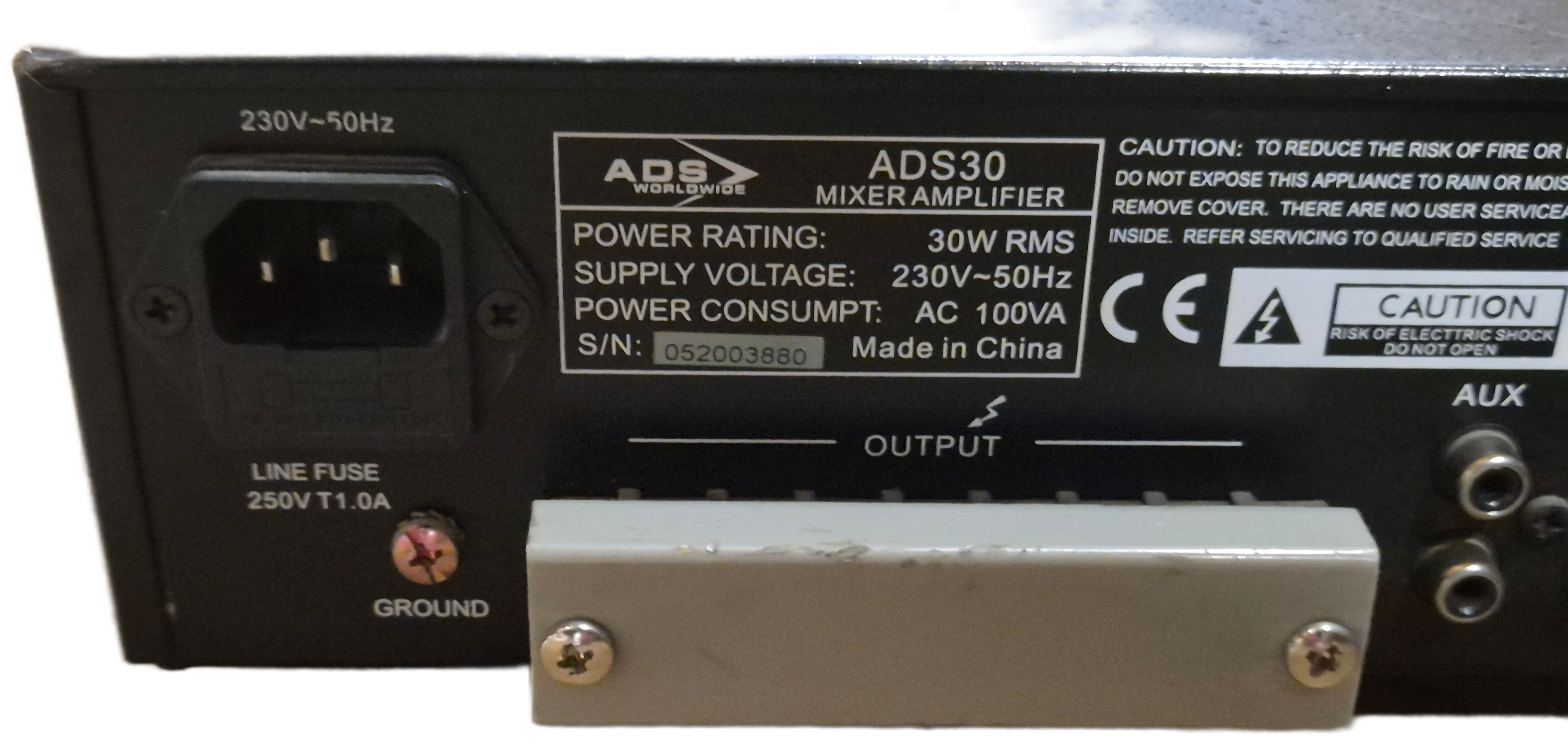 ADS Worldwide 30W Mixer Amplifier ( ADS30 ) USED