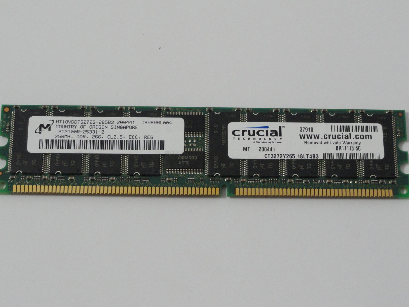 PR01099_MT18VDDT3272G-265B3_Compaq/Micron 256MB PC2100 266MHz DDR CL2.5 ECC 18 - Image2