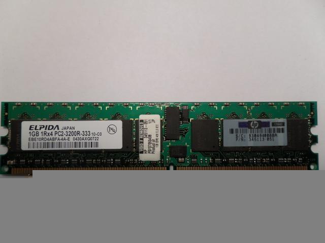 EBE10RD4ABFA-4A-E - Elpida 1GB 240p PC2-3200 CL3 18c 128x4 DDR2-400 1Rx4 1.8V ECC Registered DIMM Module - Refurbished