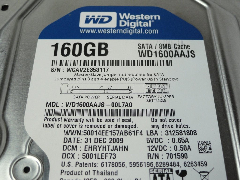 PR22033_WD1600AAJS-00L7A0_Western Digital 160Gb SATA 7200rpm 3.5in HDD - Image2