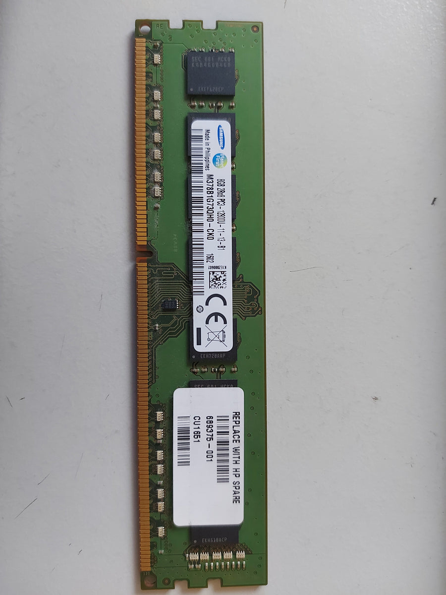 Samsung HP 8GB PC3-12800 DDR3 CL11 nonECC SDRAM DIMM M378B1G73QH0-CK0 689375-001
