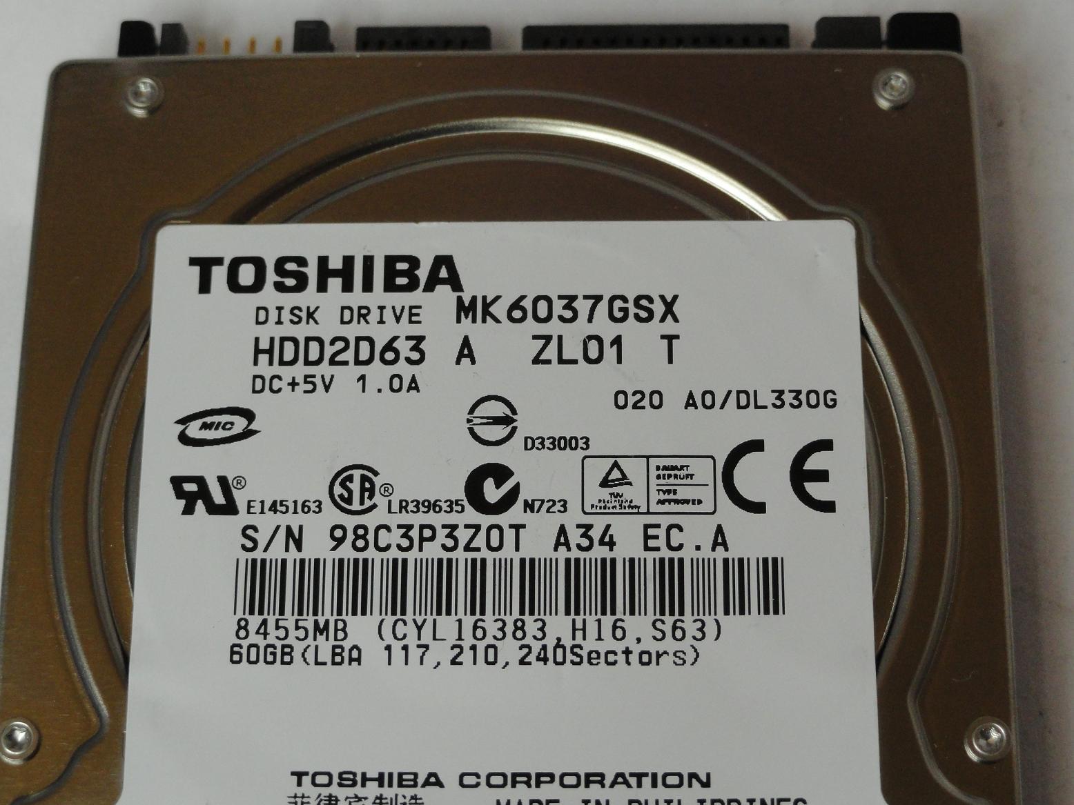 PR00177_HDD2D63_Toshiba 60GB SATA 5400rpm 2.5in HDD - Image3