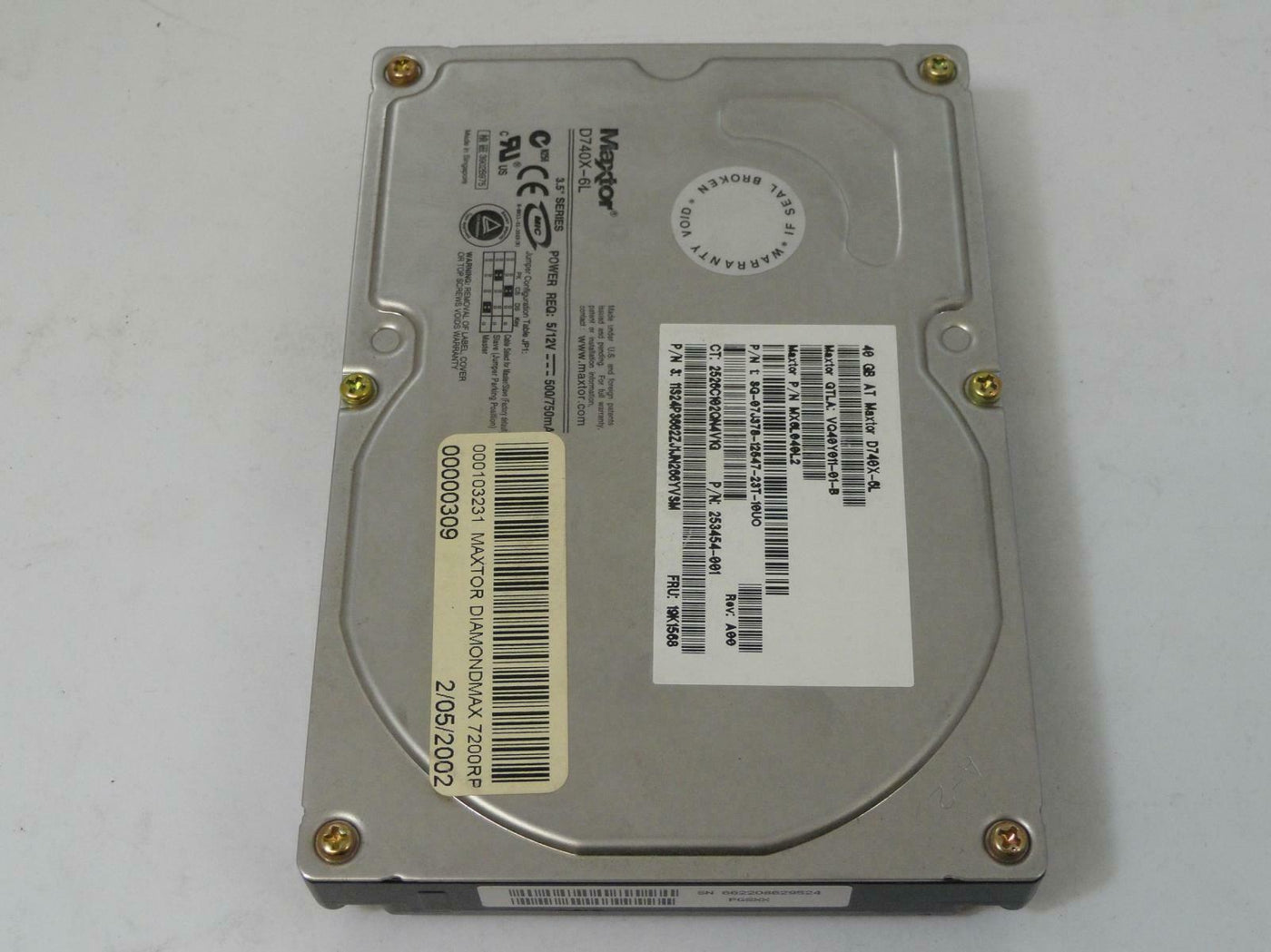 Maxtor Dell Compaq 40Gb IDE 3.5" 7200Rpm HDD ( D740X-6L VQ40Y011 MX6L040L2 07J378 253454-001 ) USED