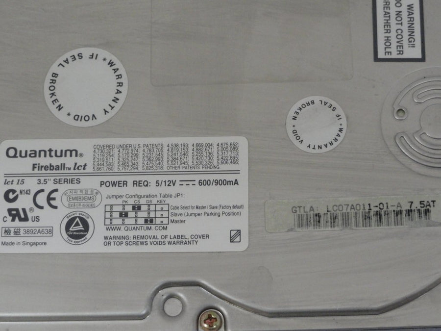 Quantum Dell 7.5GB IDE 5400rpm 3.5in HDD ( LC07A011 QML07500LC 285TC 0285TC ) USED