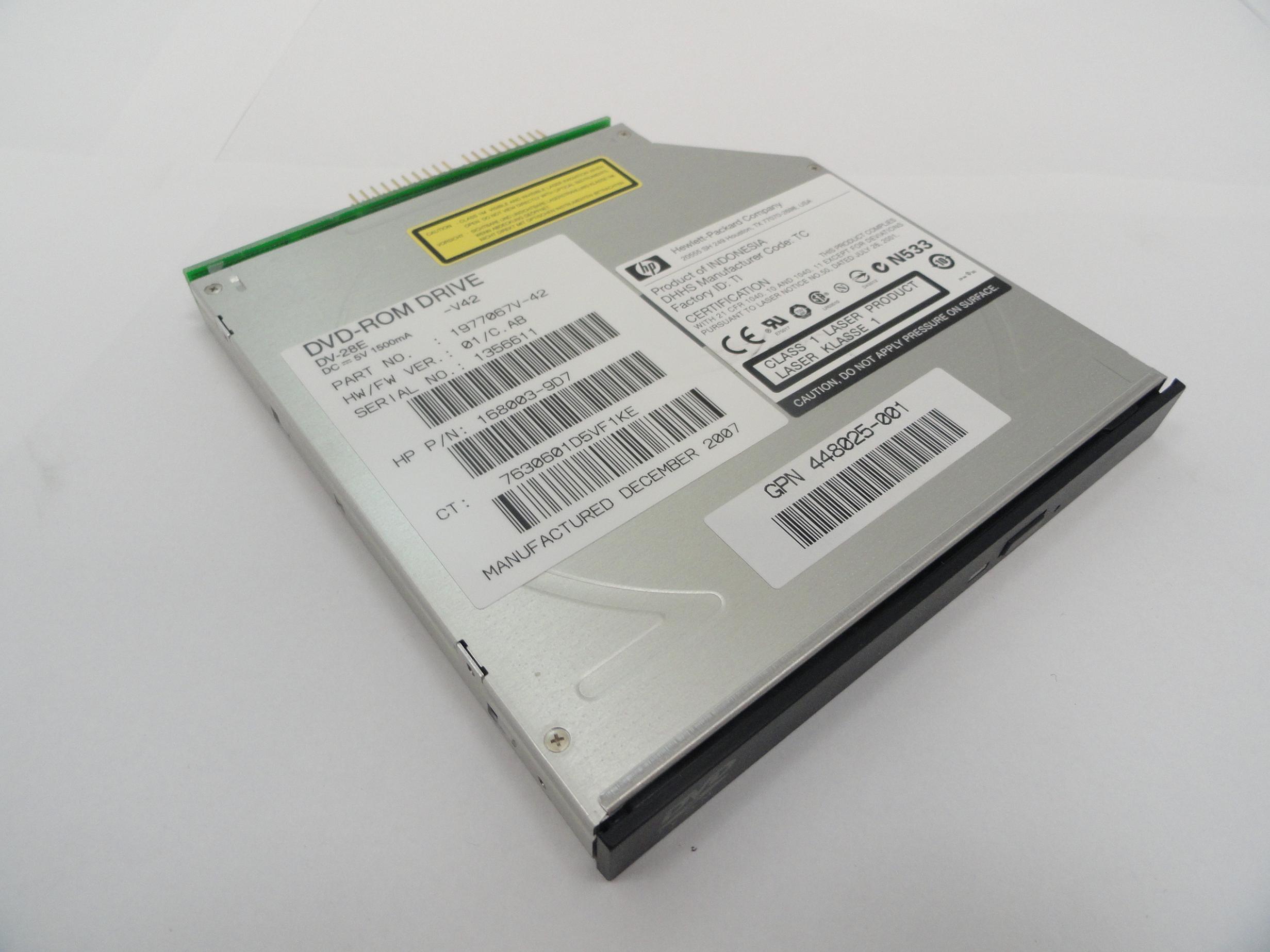 HP Internal 8x DVD ROM Drive Black ( 168003-9D7 DV-28E V42 1977067V-42 448025-001 397930-001 374303-B21 ) NOB