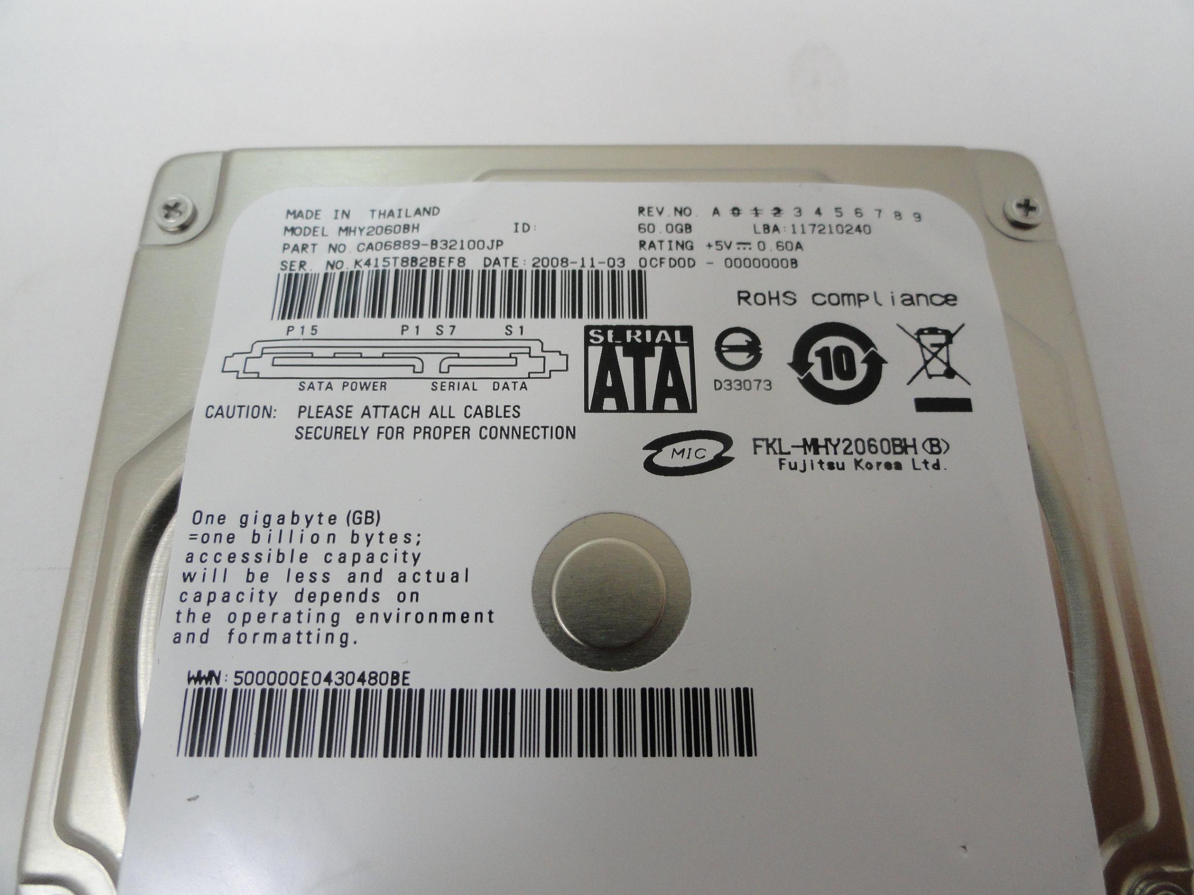 CA06889-B32100JP - Fujitsu 60Gb SATA 5400rpm Laptop HDD - Refurbished