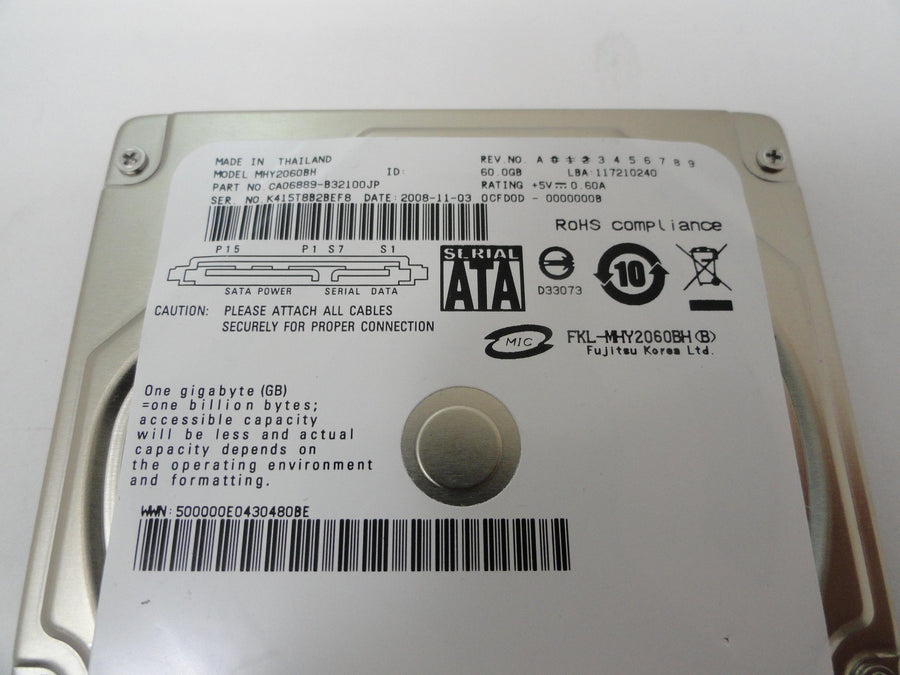 CA06889-B32100JP - Fujitsu 60Gb SATA 5400rpm Laptop HDD - Refurbished
