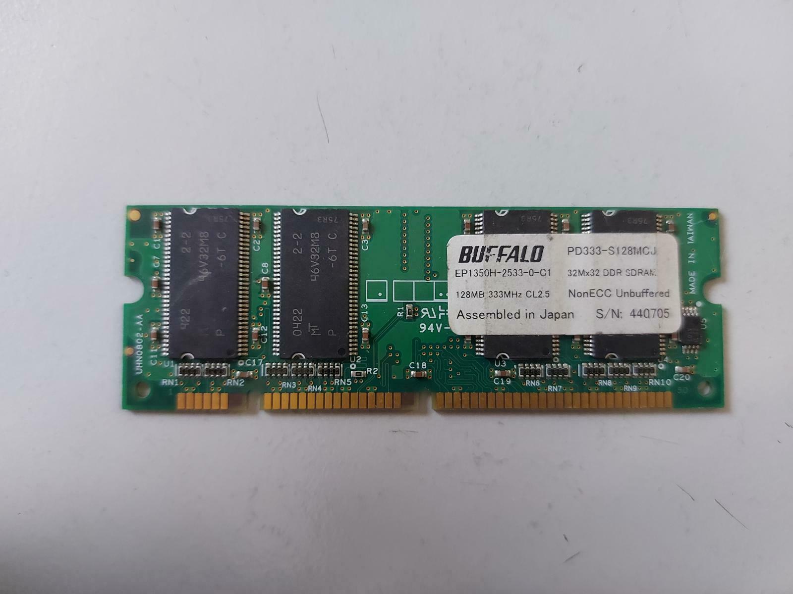 Buffalo 128MB CL2.5 DDR NonECC Unbuffered SDRAM PD333-S128MCJ EP1350H-2533-0-C1